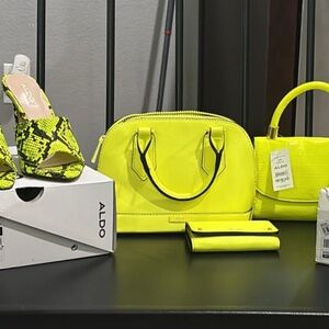 Aldo neon heels and purses